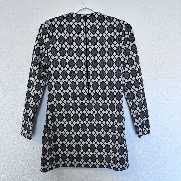 Goldworm Vintage 60s Mini Dress Black White Knit Polyester Size 10 Mod Retro - Picture 2 of 11